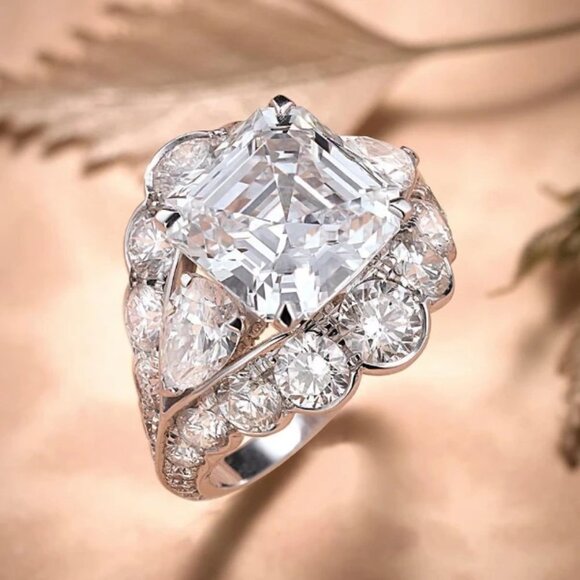 🔥Princess Cut Zircon Square Silver Plated Fashion Ring for Women/Girl, L002 - Picture 5 of 6